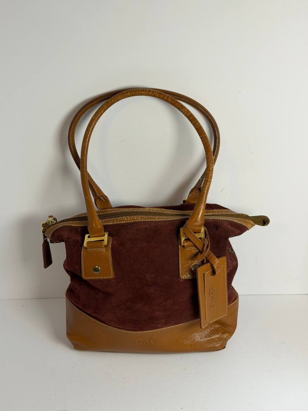 Vintage D&G Dolce&Gabbana Suede and Leather Satchel Shoulder Handbag